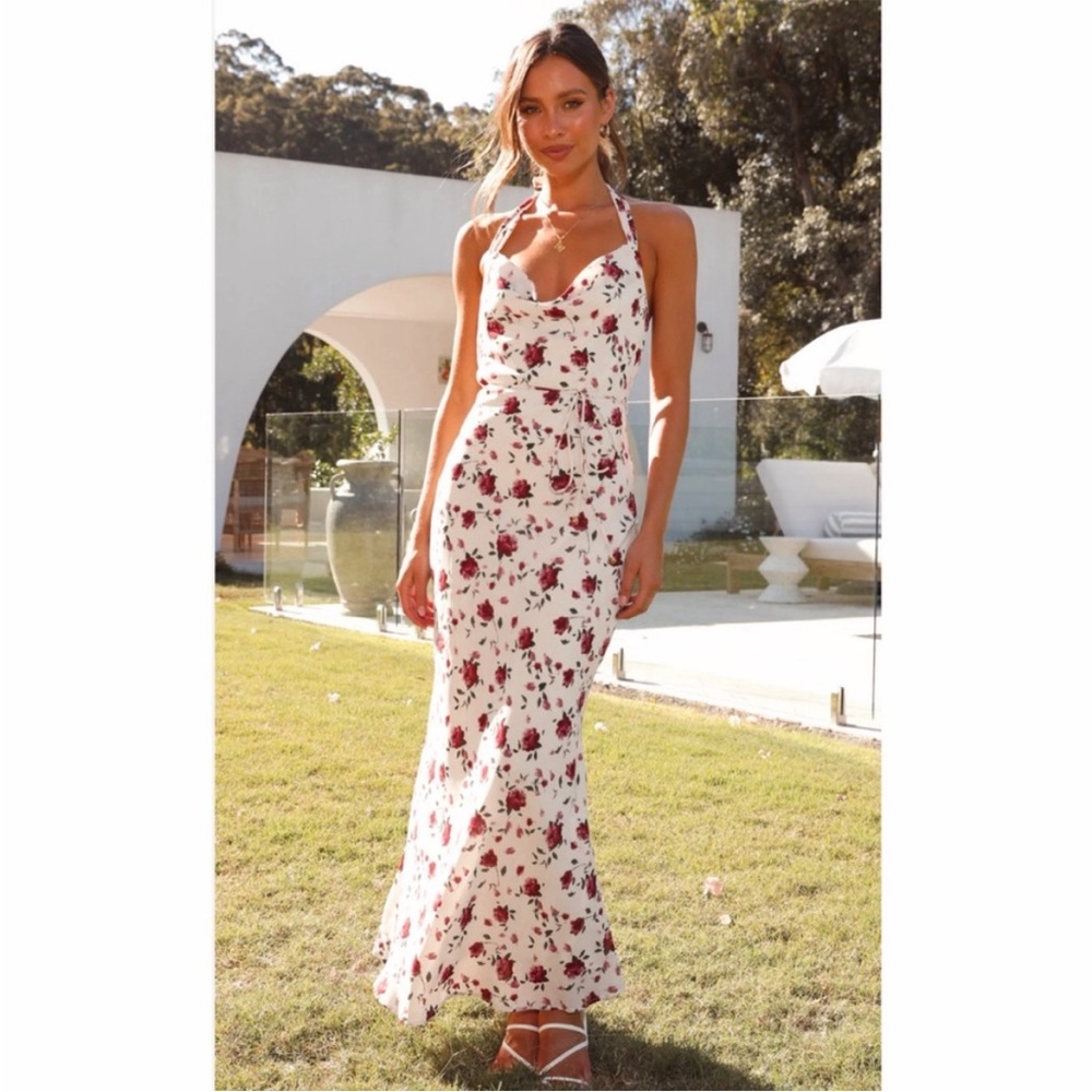Hello Molly Floral Maxi Dress - White And Red - image 1